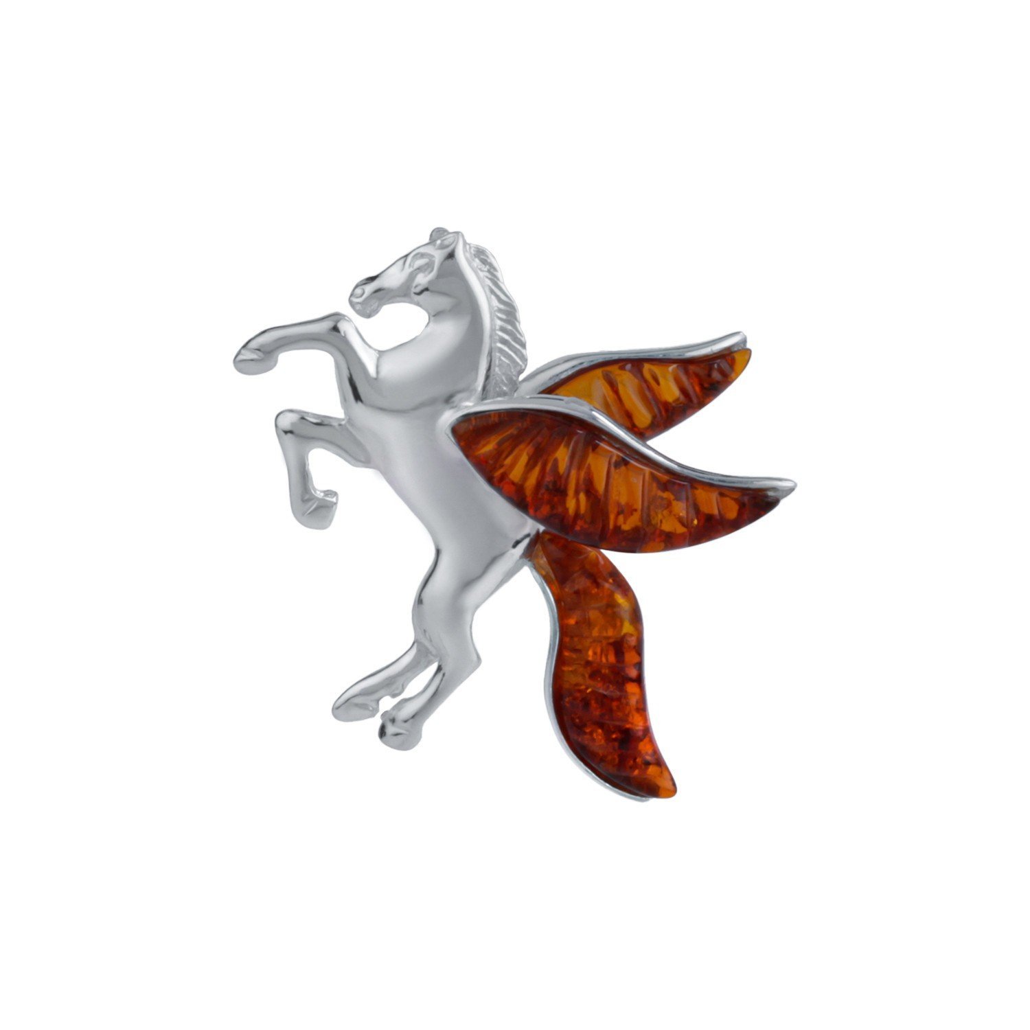 SREBRNY WISIOREK PEGAZ Z BURSZTYNEM